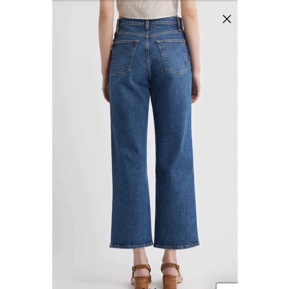 FRAME Le Jane Crop Jeans Medium Wash High Rise Wide Leg Denim Size 30 - Picture 2 of 13